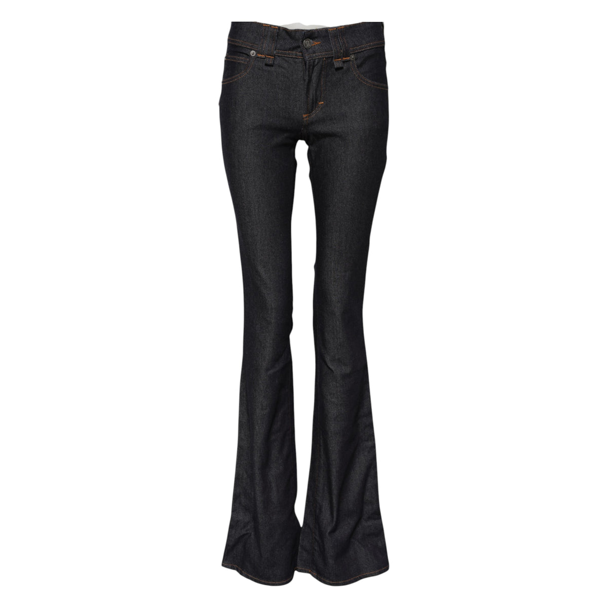 Blue Mid Waist Cotton Wide Leg Denim Jeans