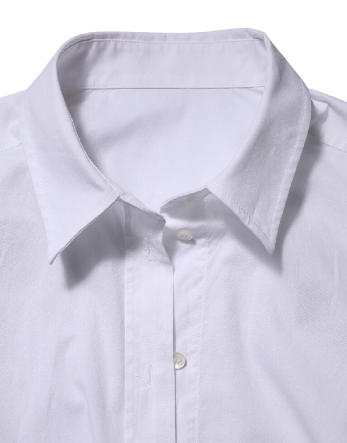 White Cotton Long Sleeves Collared Top Shirt