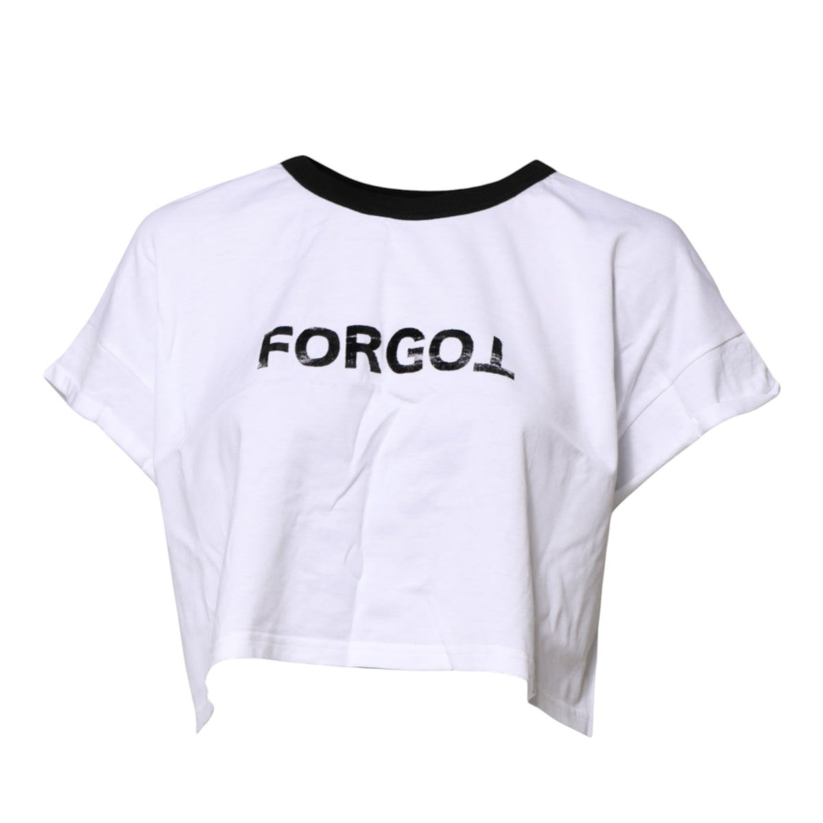 White Graphic Print Crew Neck Cropped T-shirt
