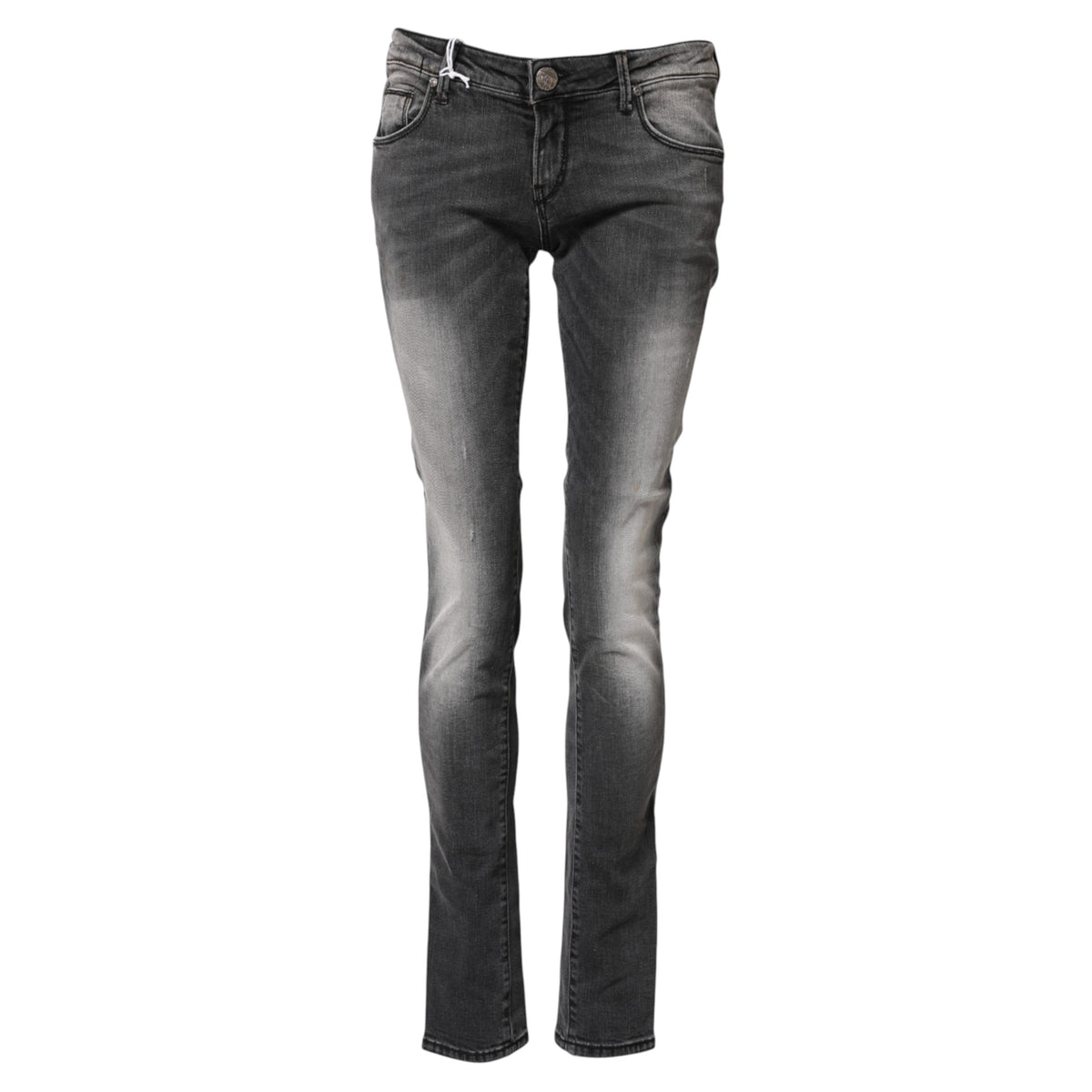 Dark Gray Cotton Slim Fit Denim Low Waist Denim Jeans