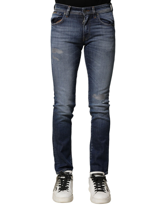 Blue Washed Cotton Slim Fit Men Denim Jeans