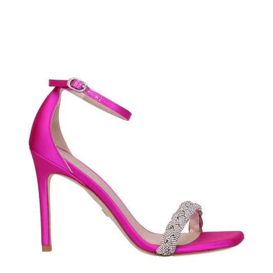 Pink Satin Stiletto Heel Sandals