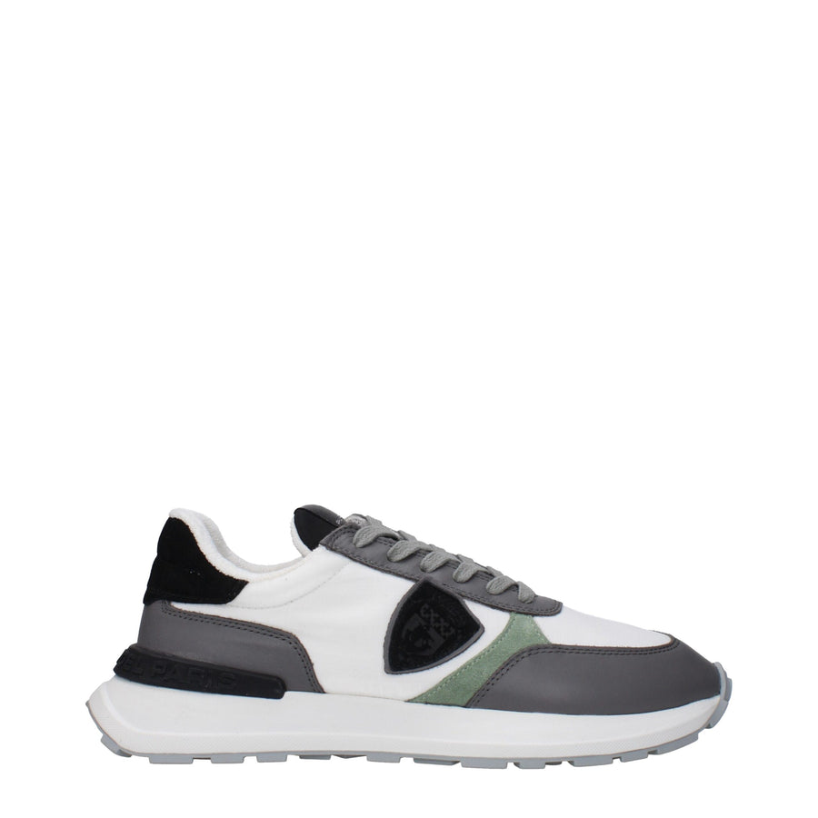 White Fabric Low Top Sneakers