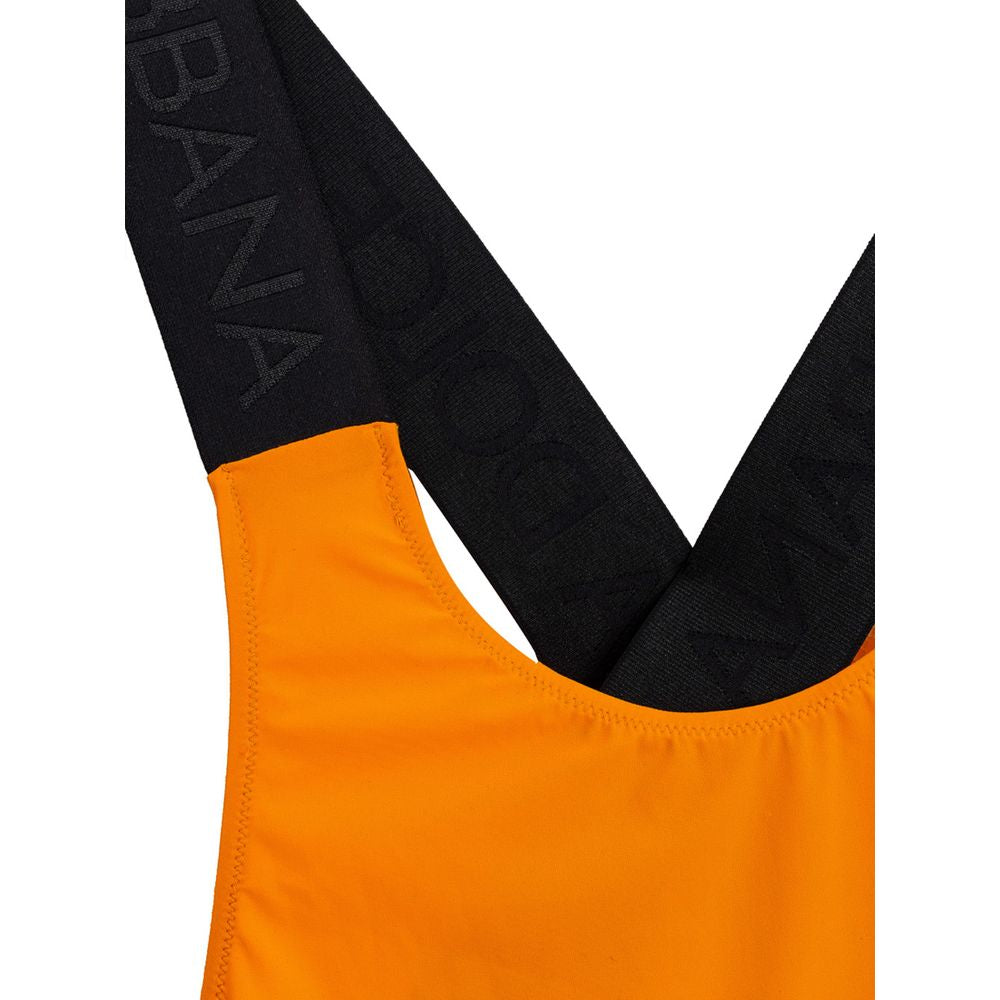 Orange Polyester One-Piece Swimsuit