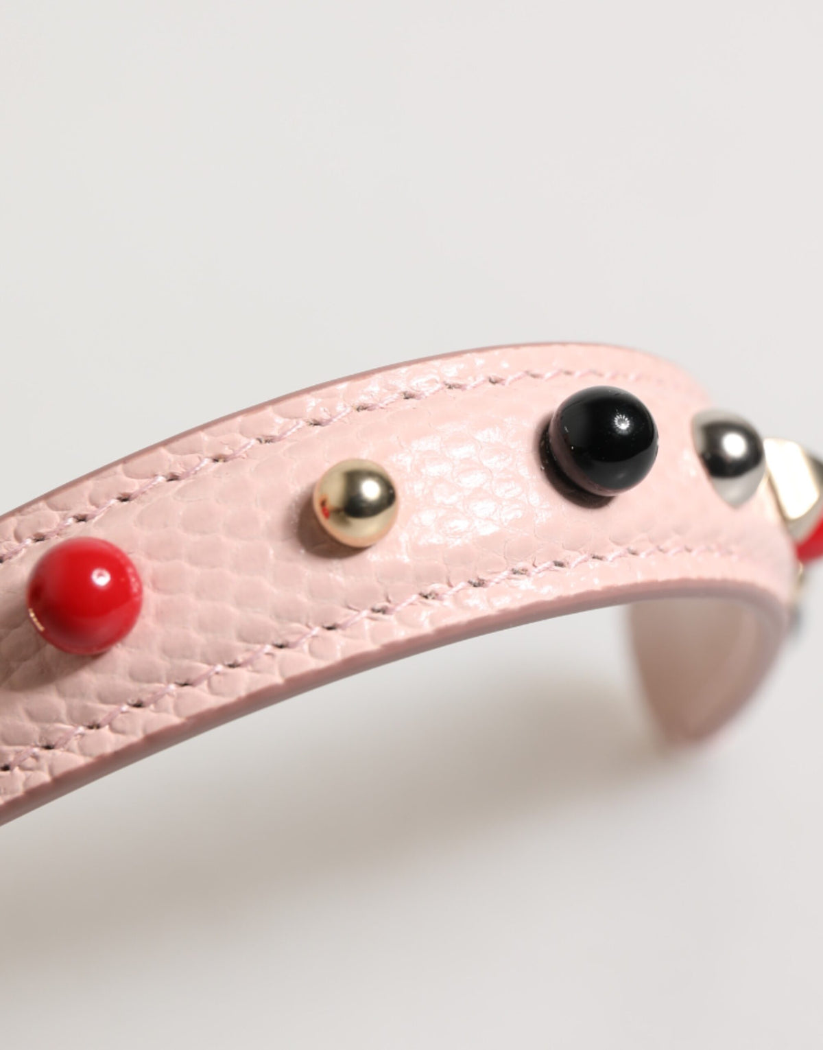 Light Pink Embellished Leather Bag Handle Shoulder Strap