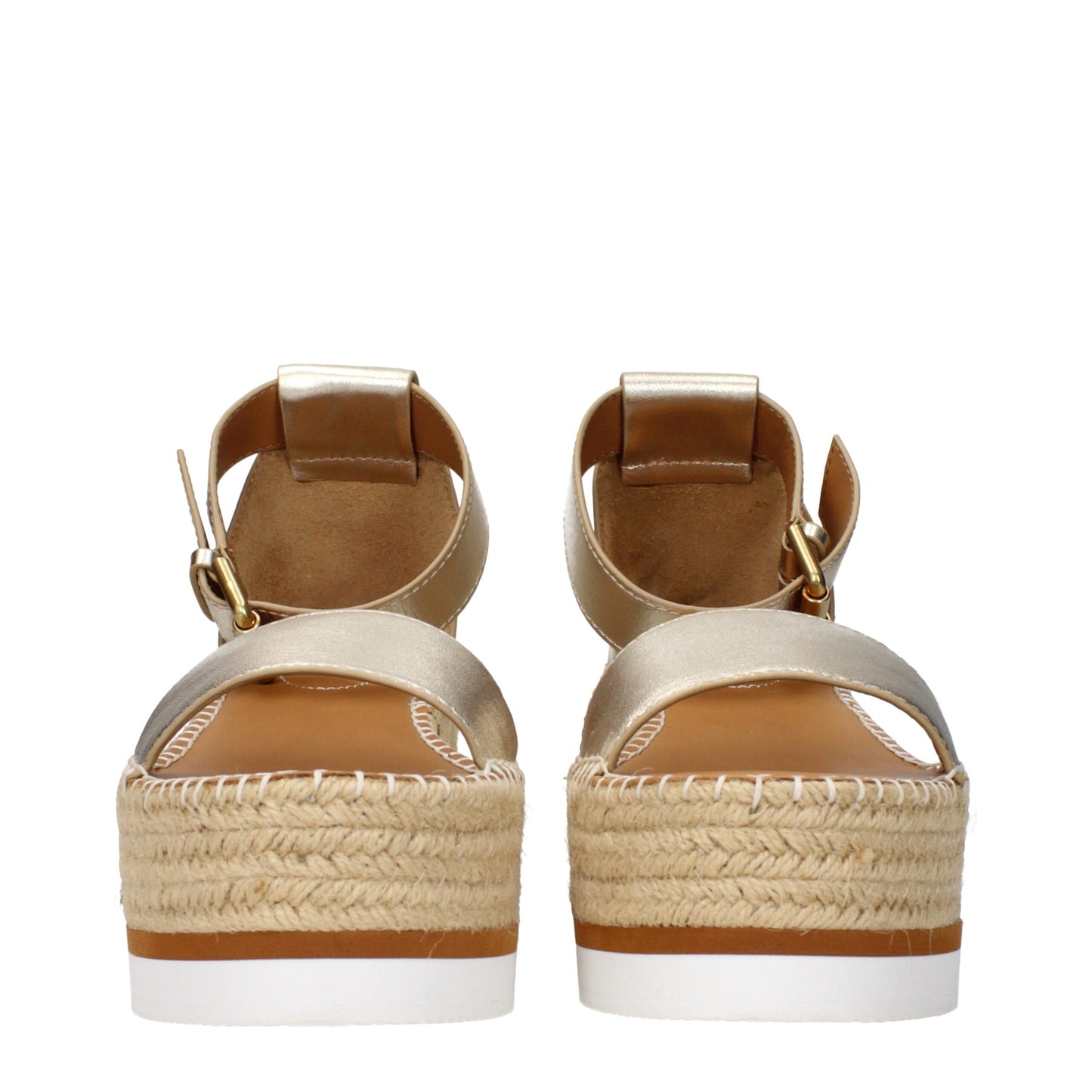 Gold Leather Wedge Sandals