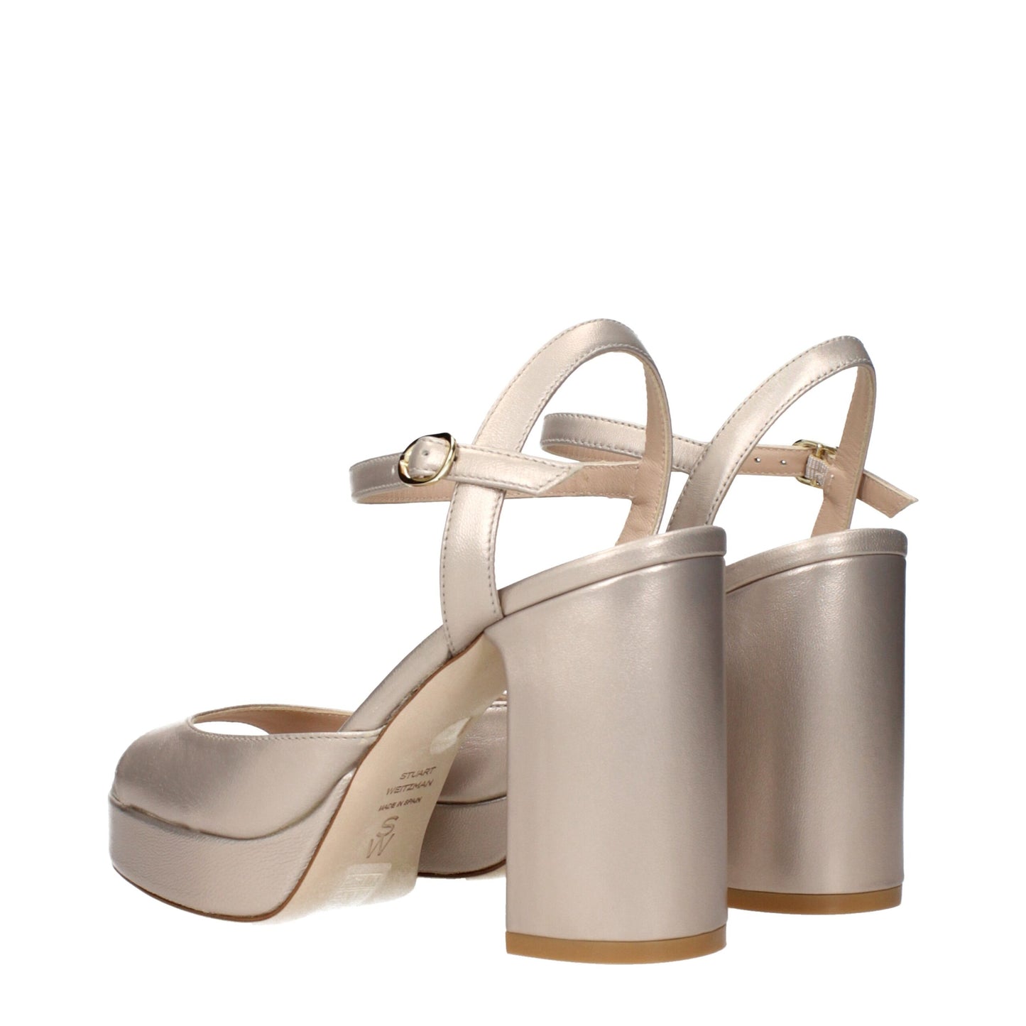 Beige Leather Platform Sandals