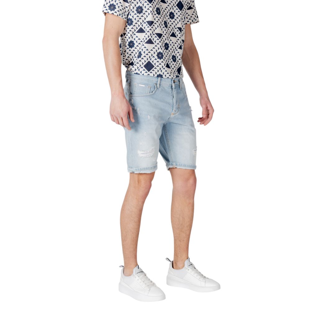 Light Blue Cotton Bermuda Shorts