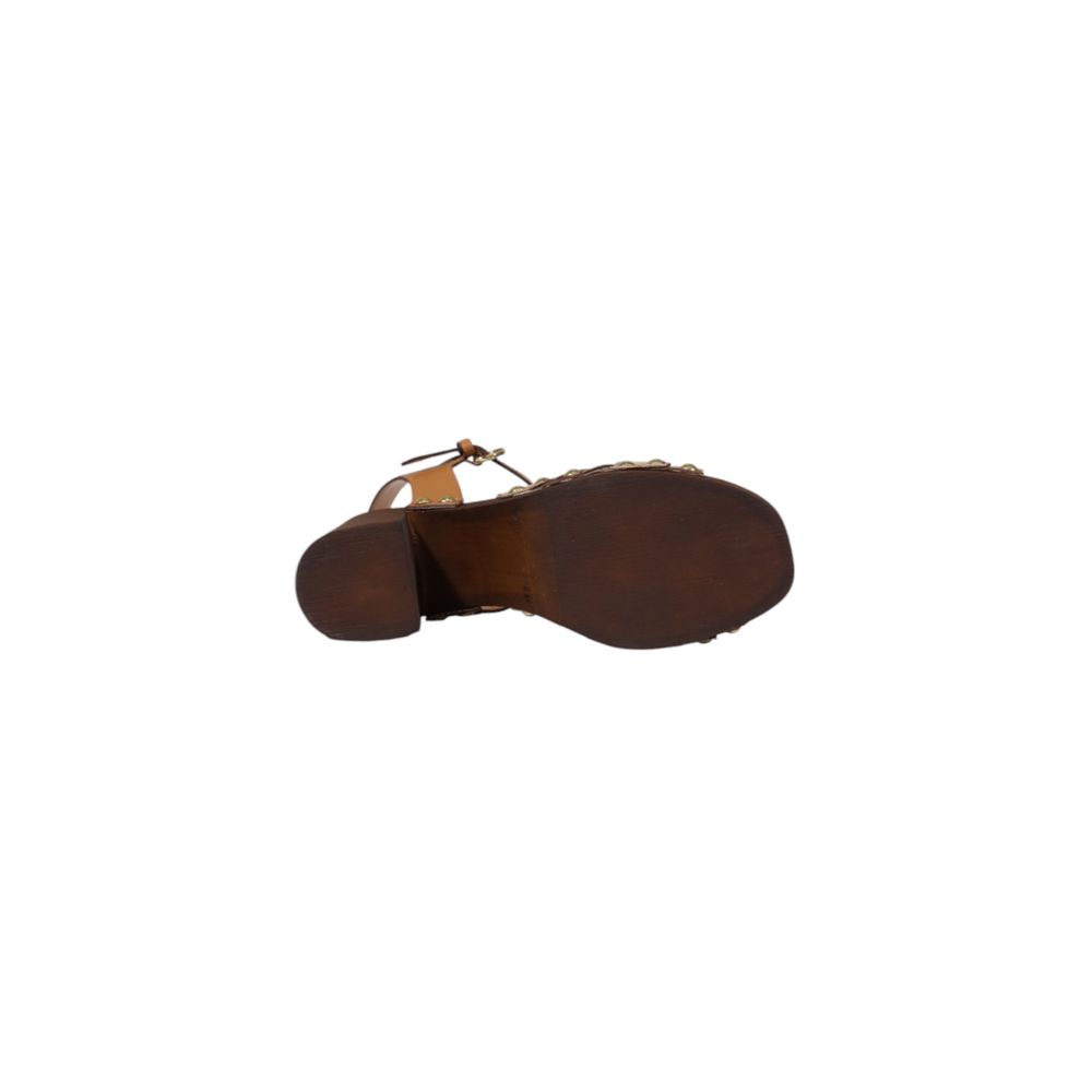 Beige Leather Platform Sandals