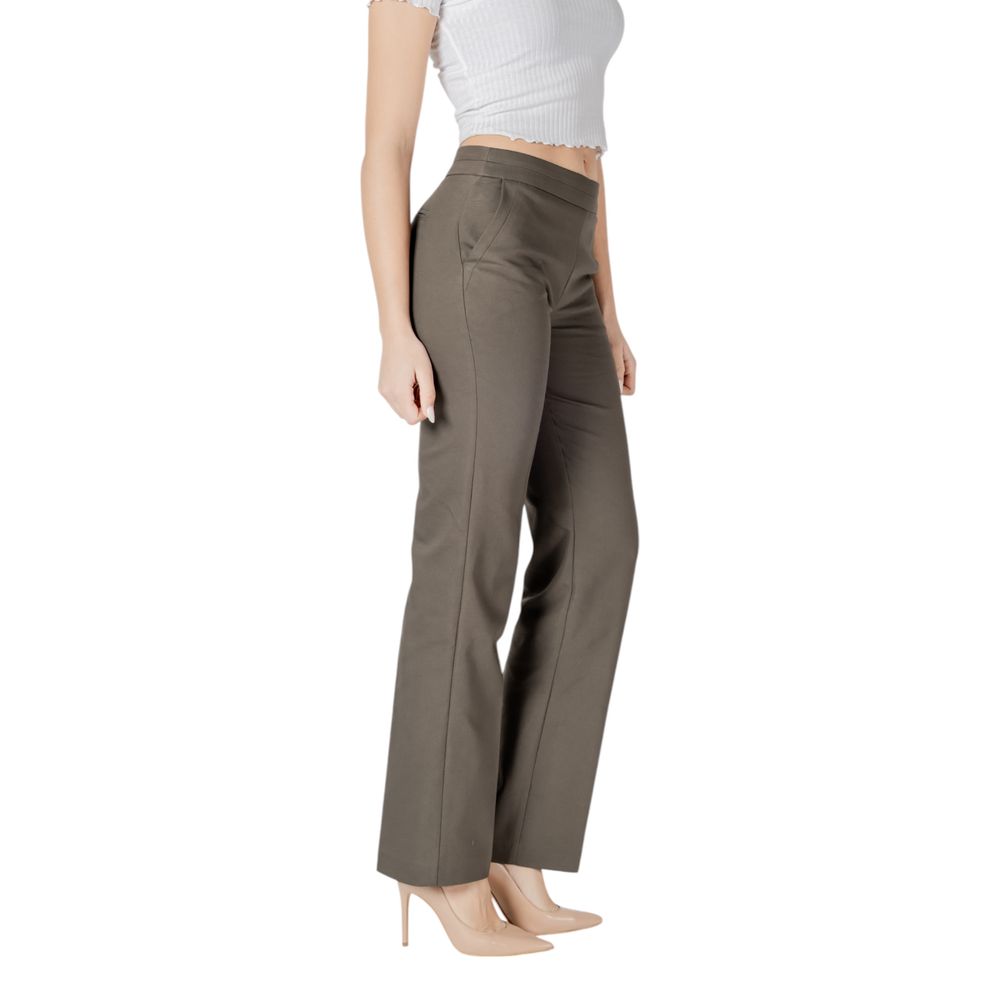 Green Cotton Casual Pants