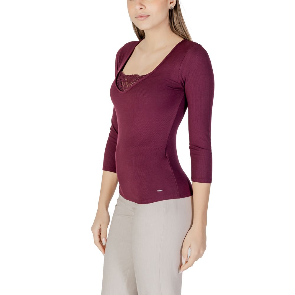 Purple Viscose Long Sleeve T-Shirt