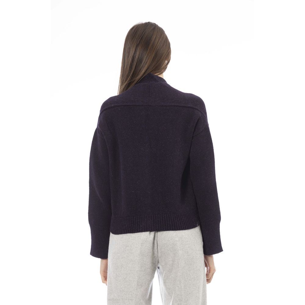 Purple Merino Wool Cardigan