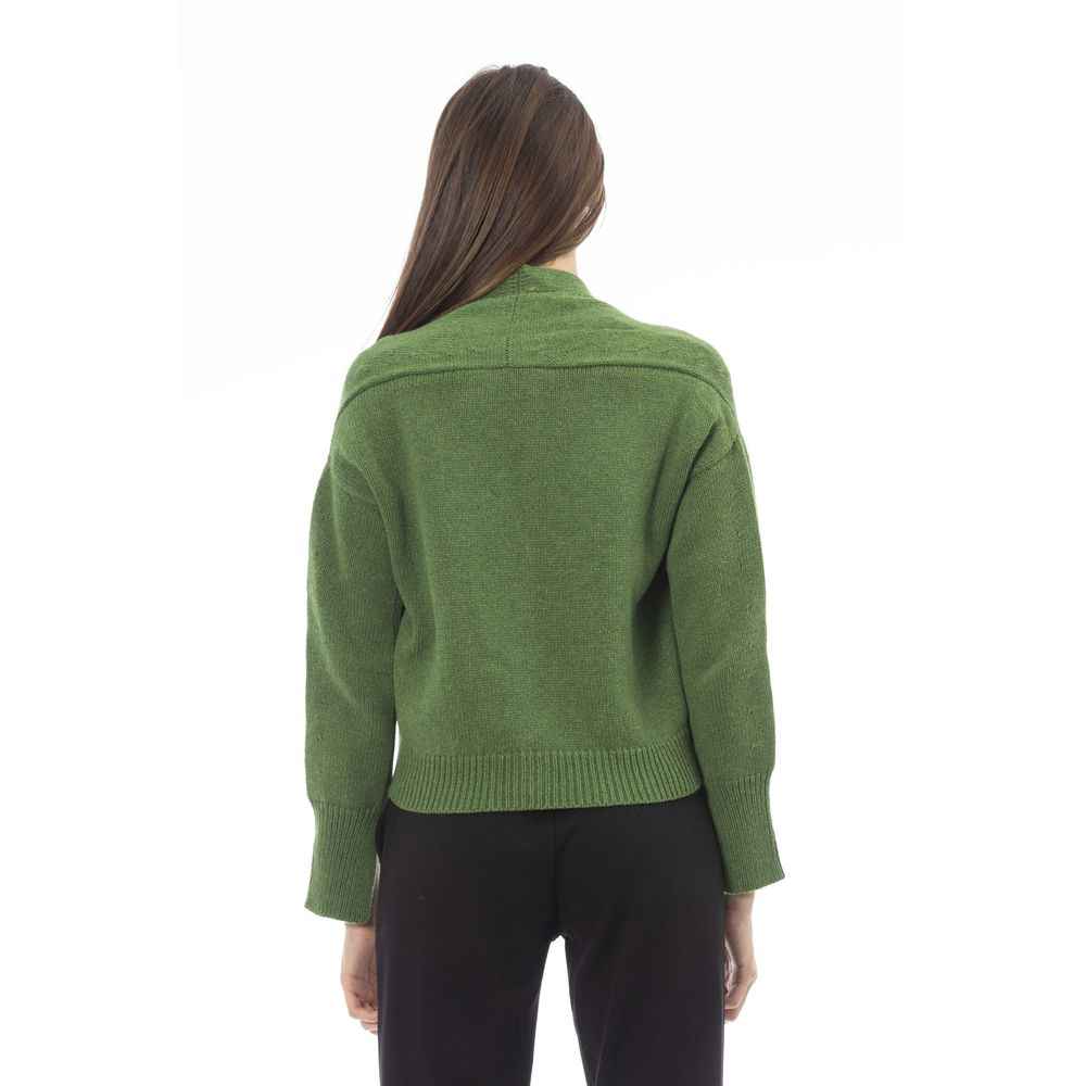 Green Merino Wool Cardigan