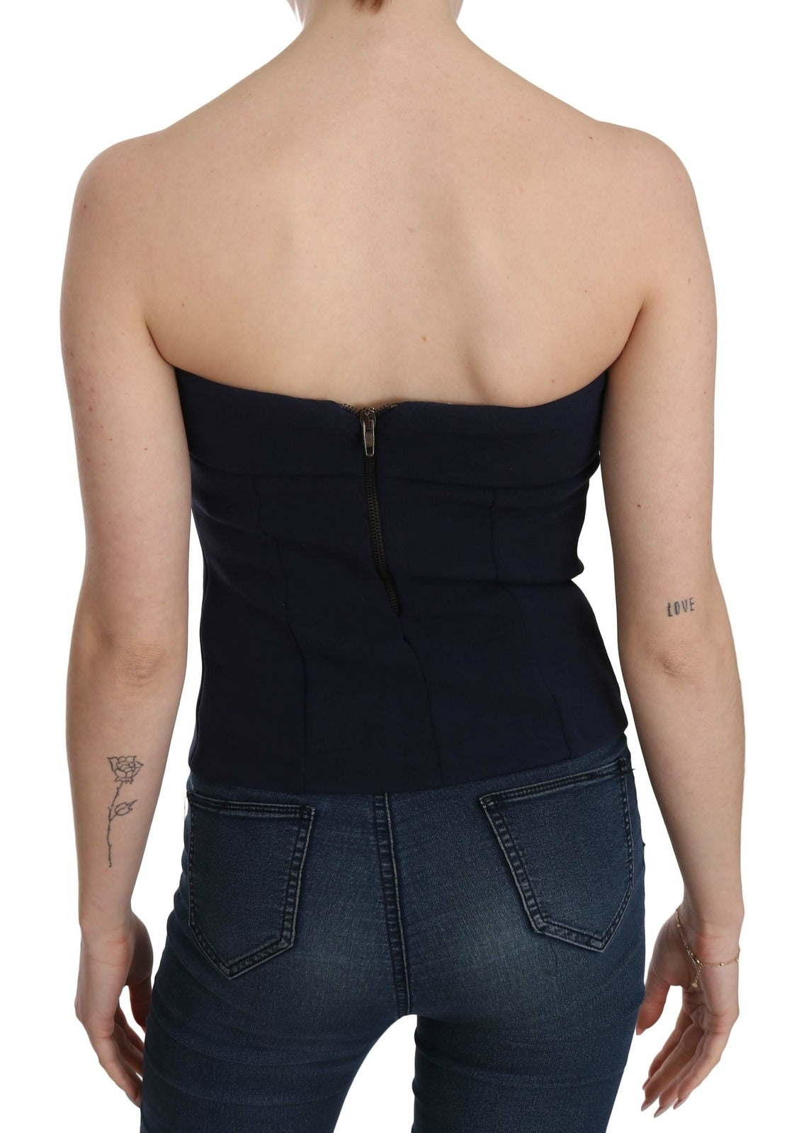 Strapless Zipper Back Tube Top Blouse