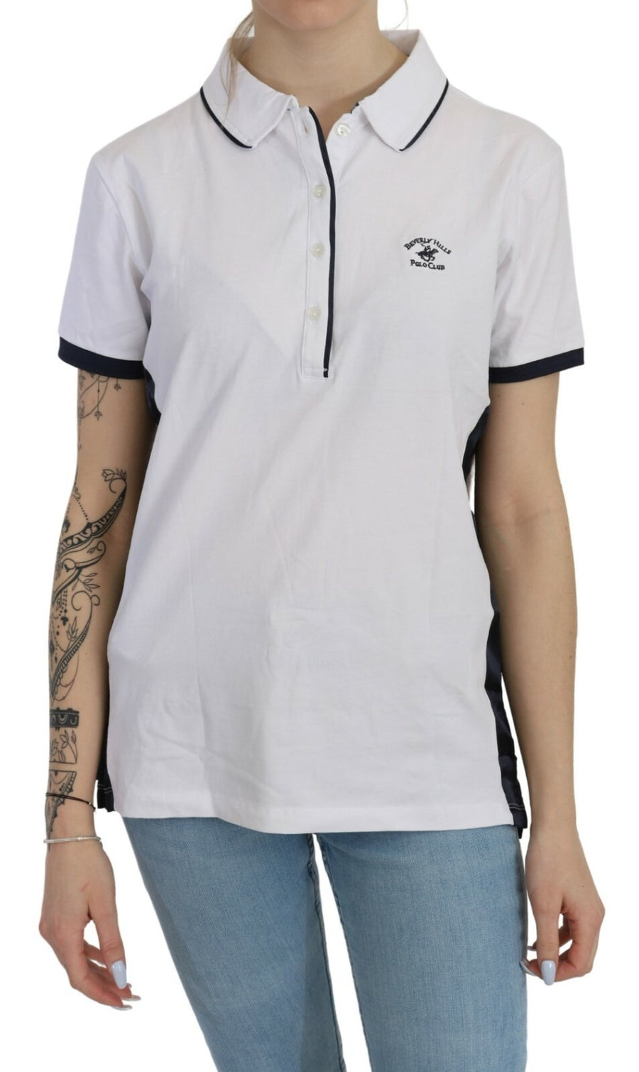 Cotton White Collared Short Sleeve Top