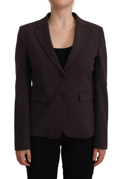 Brown Long Sleeve Single Breasted Women Jacket Blazer