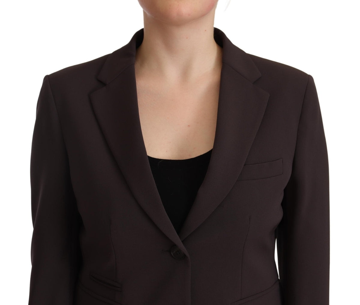 Brown Long Sleeve Single Breasted Women Jacket Blazer