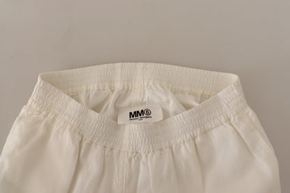 White High Waist Cropped Women Trouser Pants