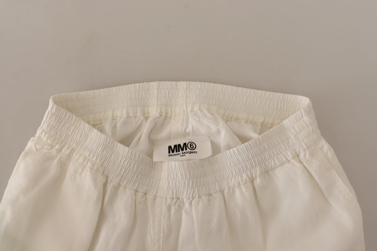 White High Waist Cropped Women Trouser Pants