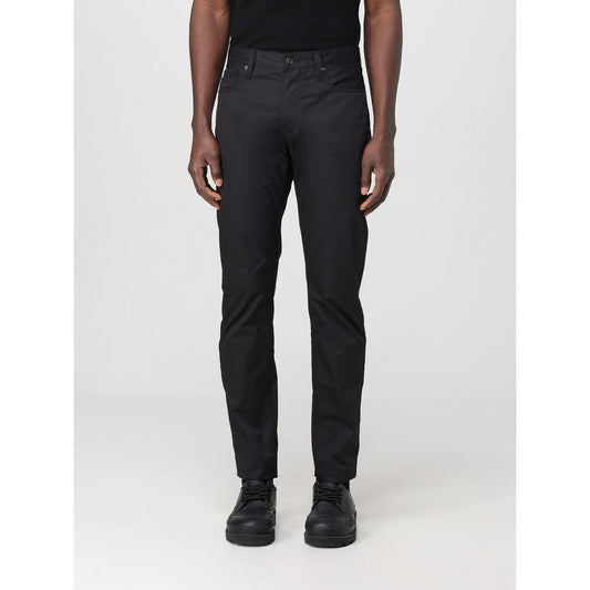 Black Cotton Casual Pants
