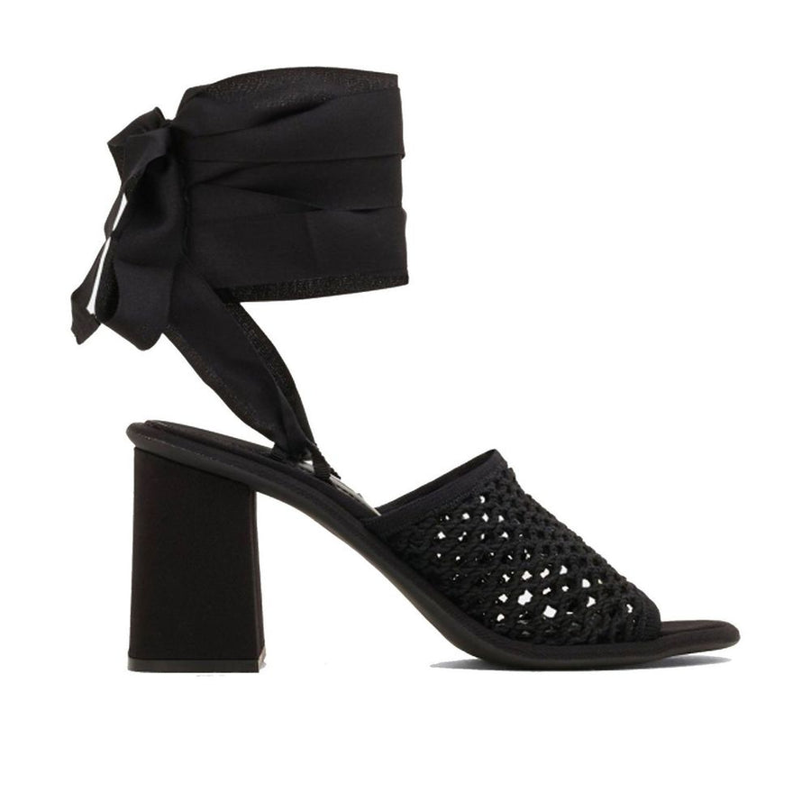 Black Fabric Platform Sandals