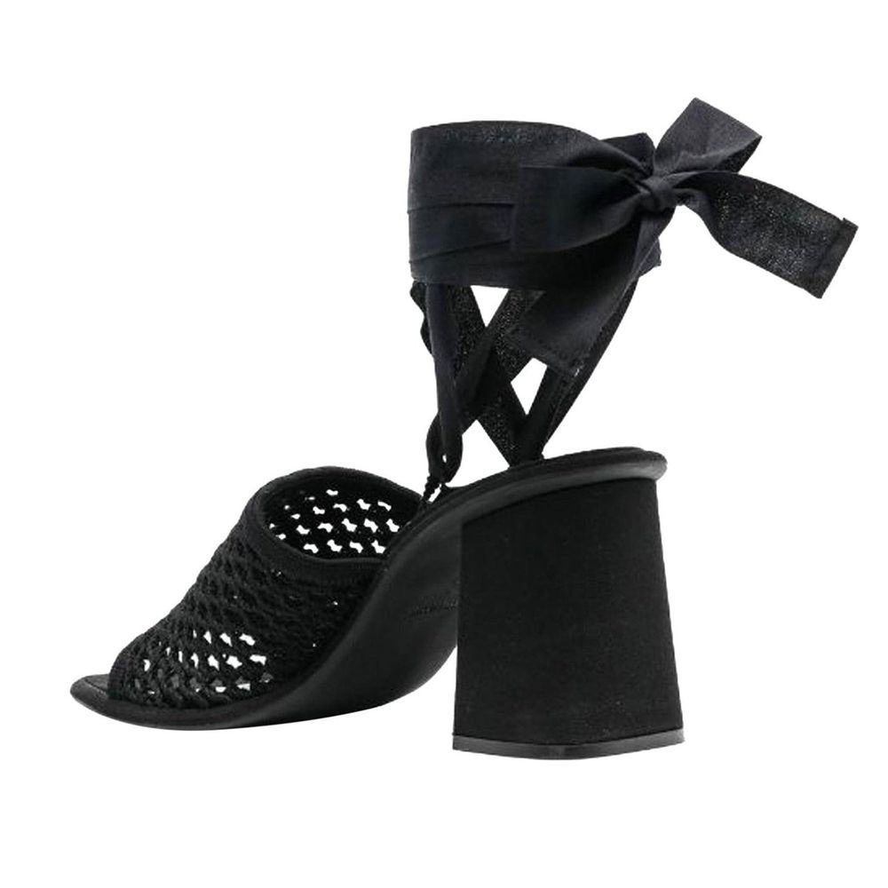 Black Fabric Platform Sandals