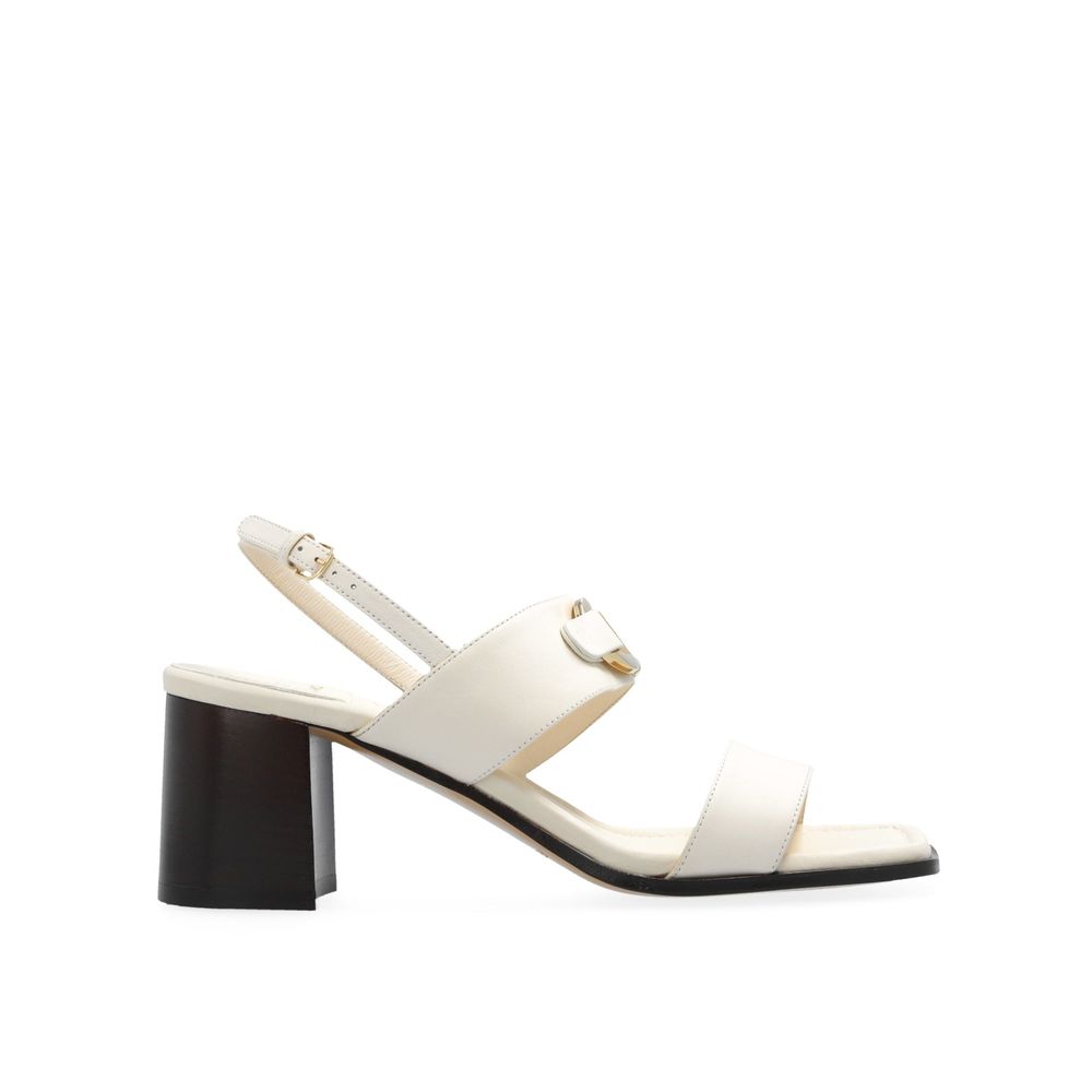 White Calfskin Platform Sandals