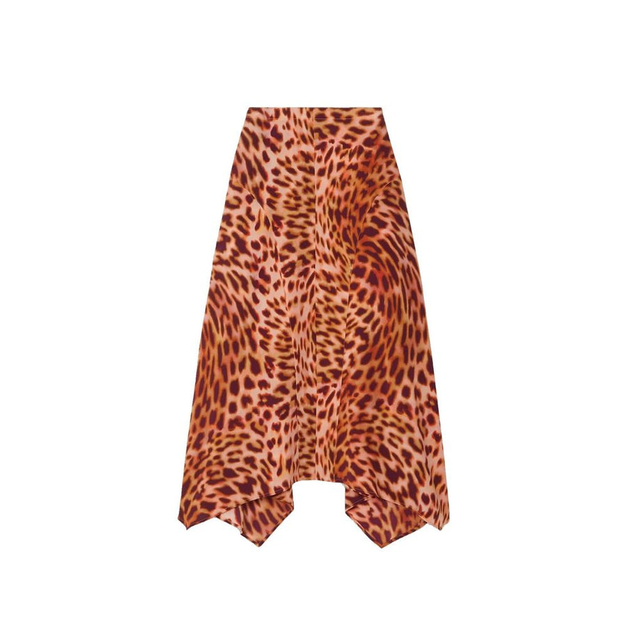Orange Silk Midi Skirt