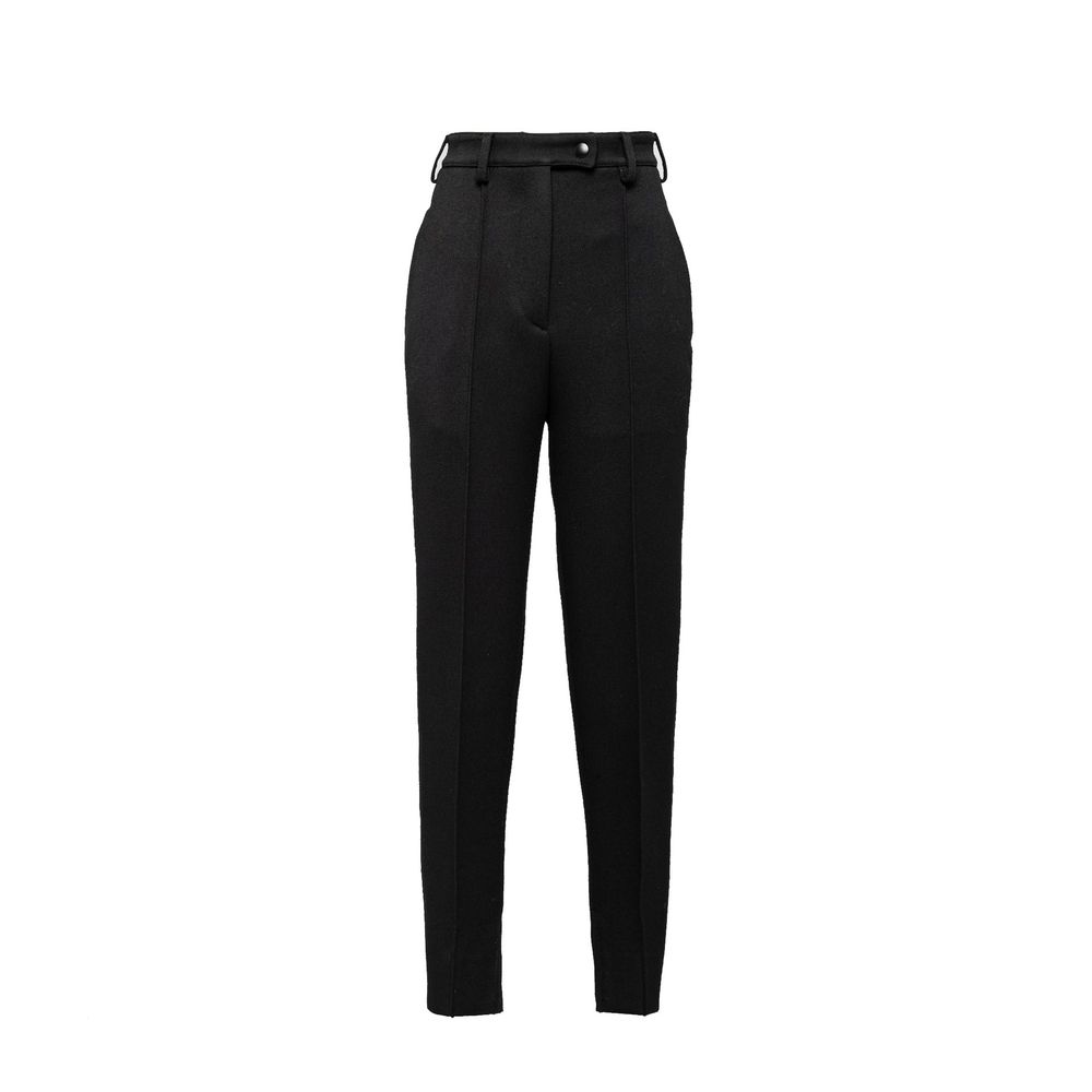 Black Virgin Wool Casual Pants