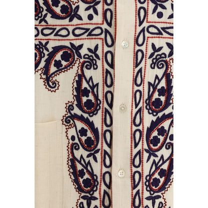 Beige Silk Pattern Shirt