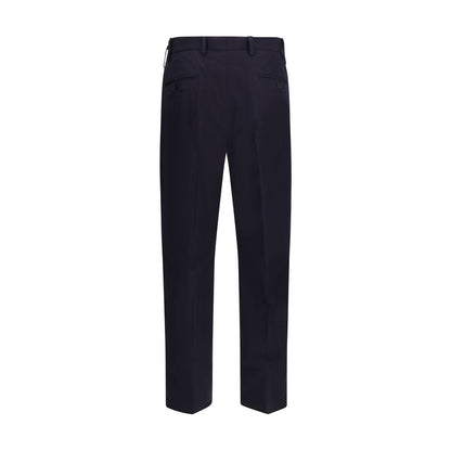Blue Cotton Casual Pants