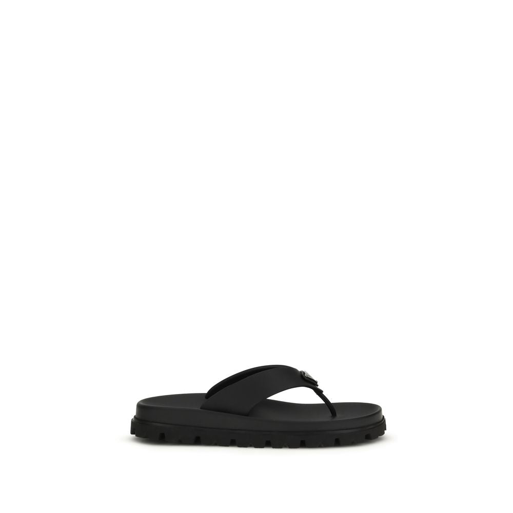 Black Rubber Flip-Flop Sandals