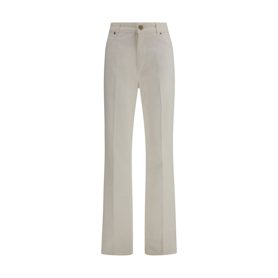 White Cotton Straight-Leg Jeans