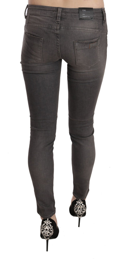 Gray Washed Low Waist Skinny Jeans