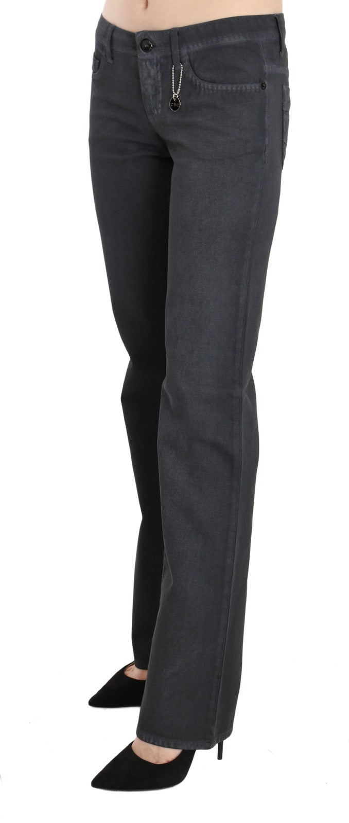 Gray Low Waist Straight Denim Pants Jeans