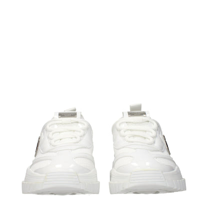 White Fabric Chunky Sneakers