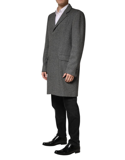 Gray Single Breasted Men Trench Coat Jacket