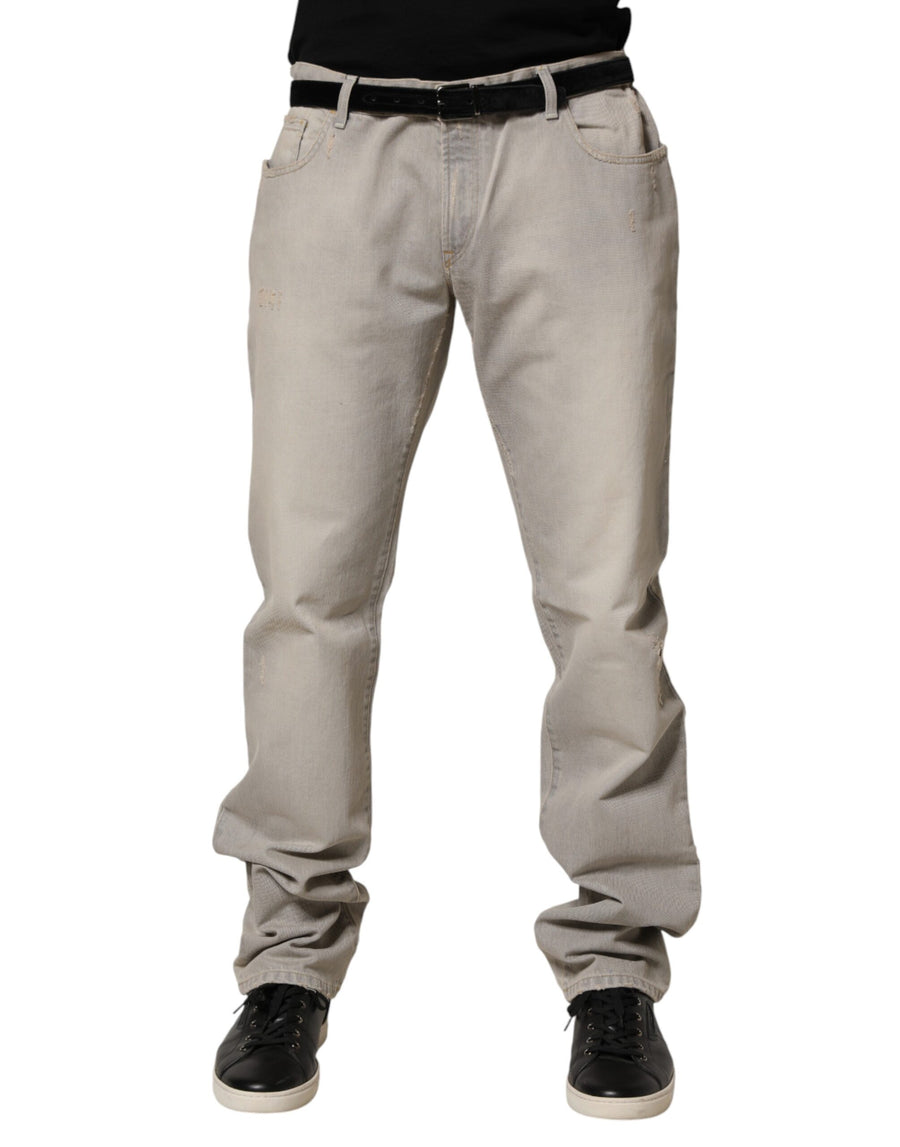 Light Gray Cotton Straight Denim Trouser Jeans