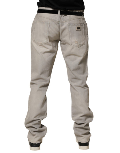 Light Gray Cotton Straight Denim Trouser Jeans