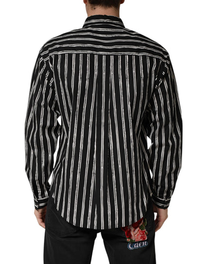 Black Stripes Cotton Men Formal Dress Shirt