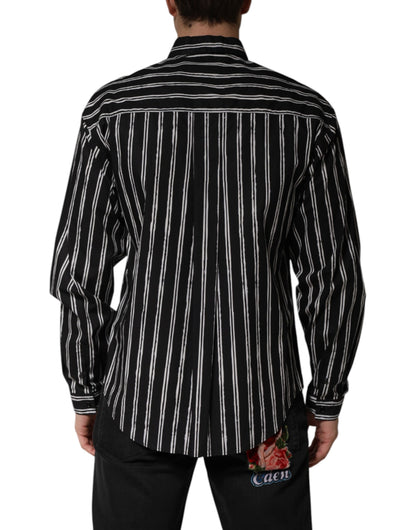 Black Stripes Cotton Men Formal Dress Shirt