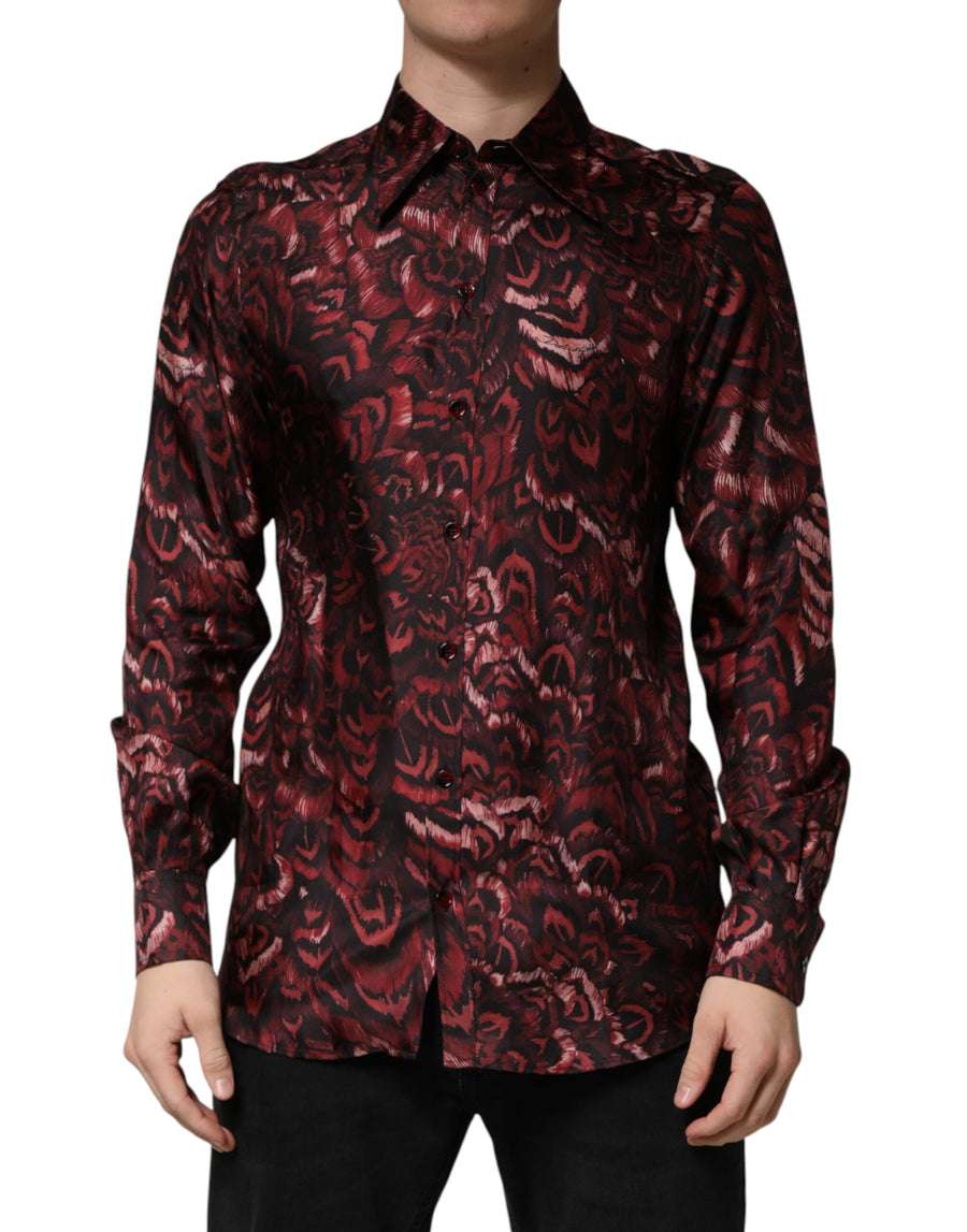 Bordeaux Patterned Collared Men Dress Shirt