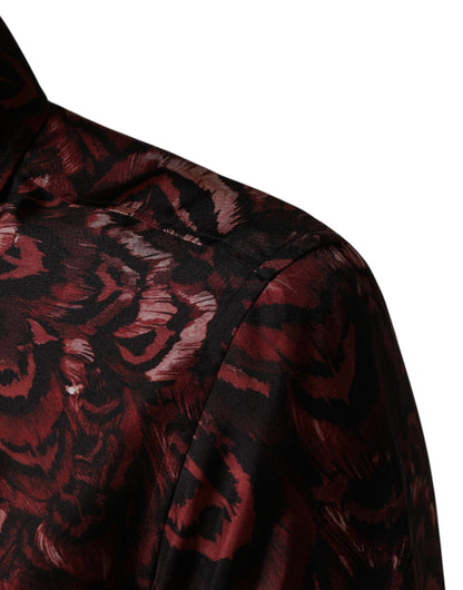 Bordeaux Patterned Collared Men Dress Shirt