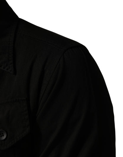 Black Cotton Collared Men Button Down Shirt