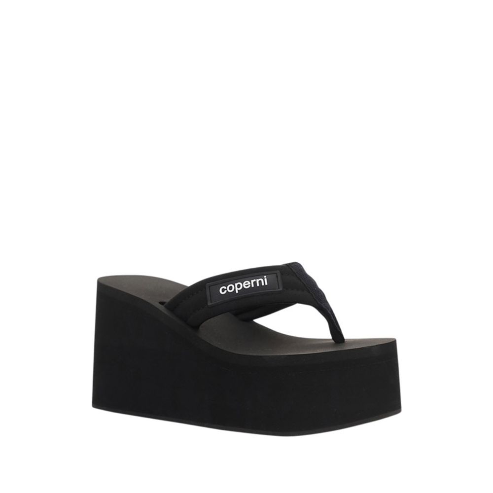 Black Polyester Platform Sandals