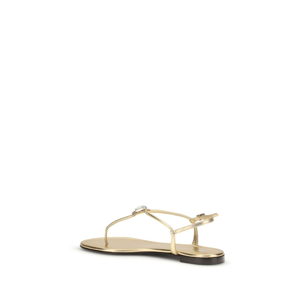 Gold Calf Leather Bos Taurus Flat Sandals
