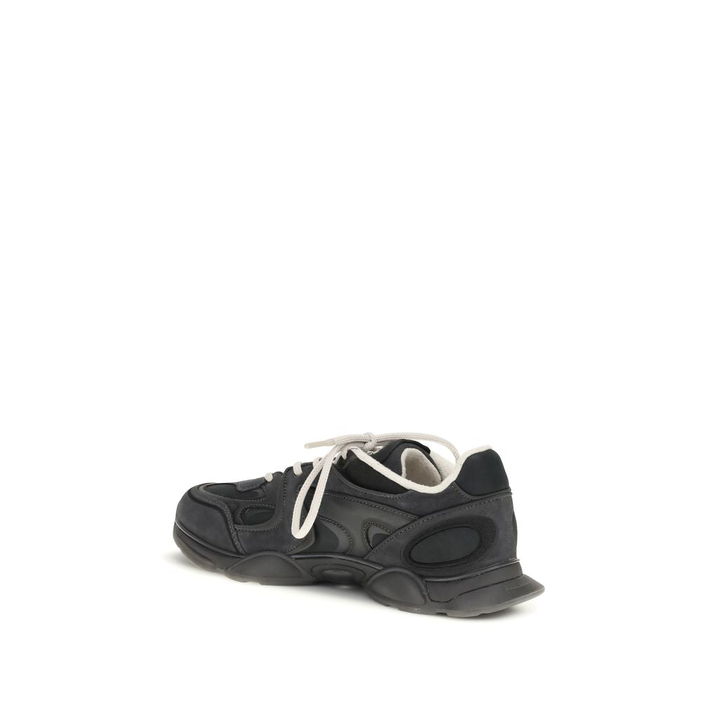 Black Calf Leather Bos Taurus Chunky Sneakers