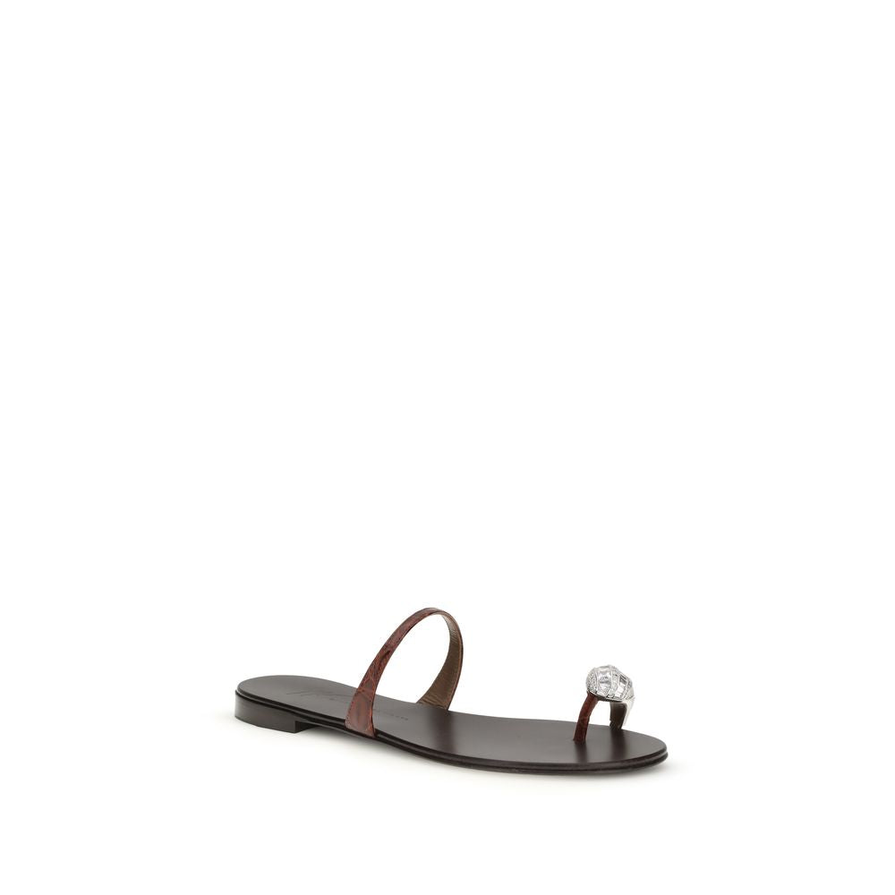 Brown Calf Leather Bos Taurus Flat Sandals