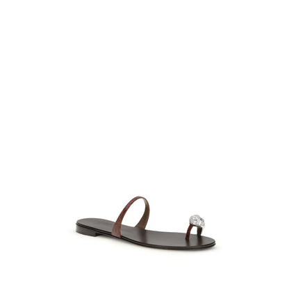 Brown Calf Leather Bos Taurus Flat Sandals