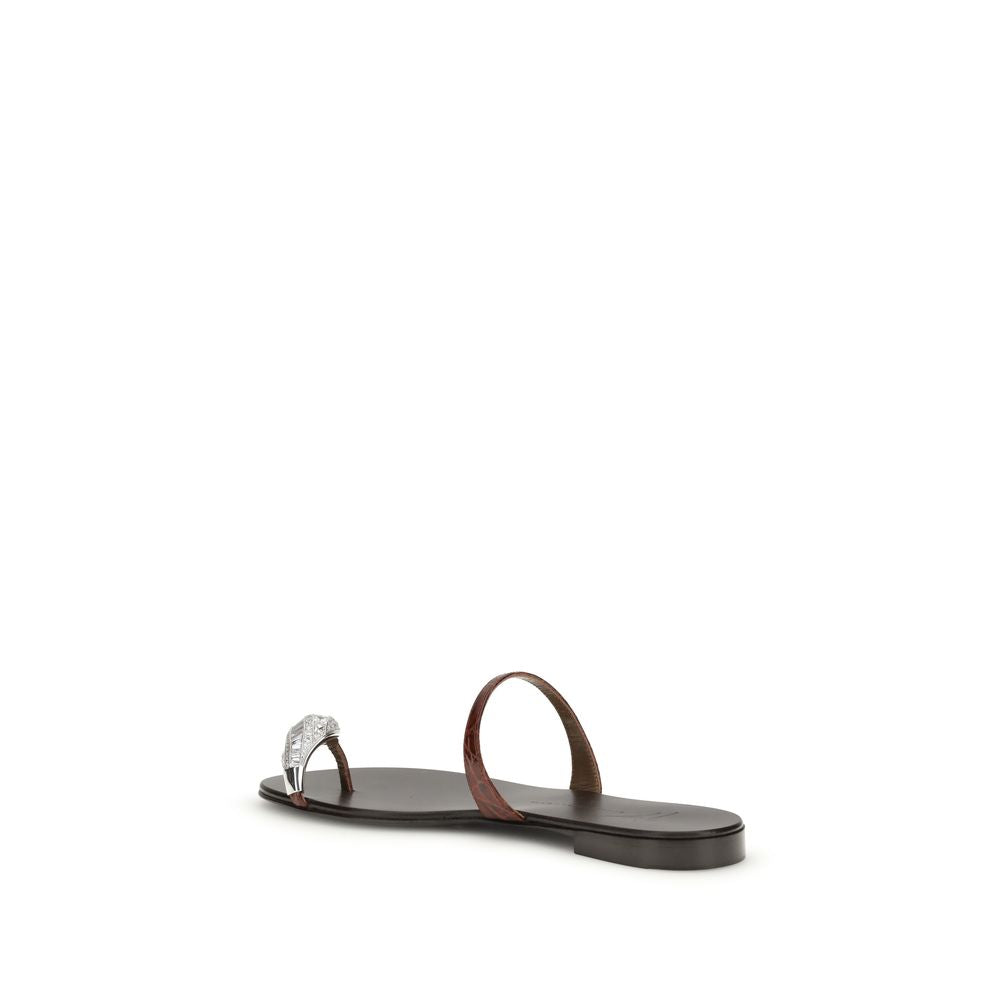 Brown Calf Leather Bos Taurus Flat Sandals